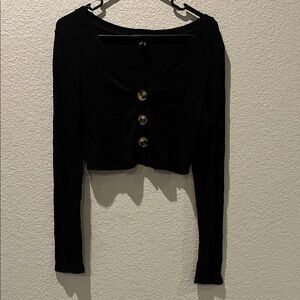 Streetwear Society Black Button-Up Long Sleeve Top